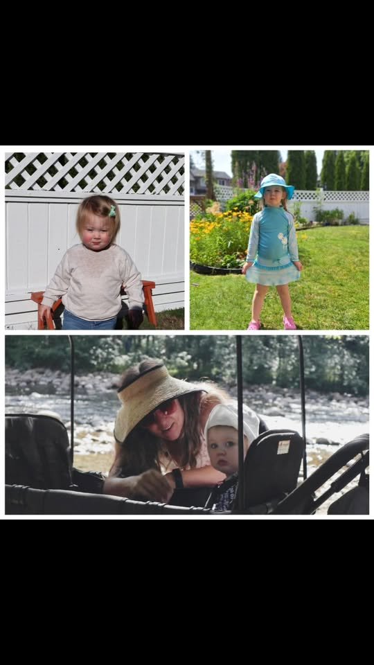 Collage of kids outdoors and in stroller