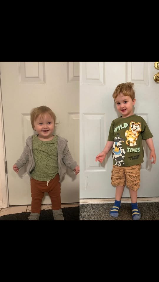 Boy growing up comparison photos