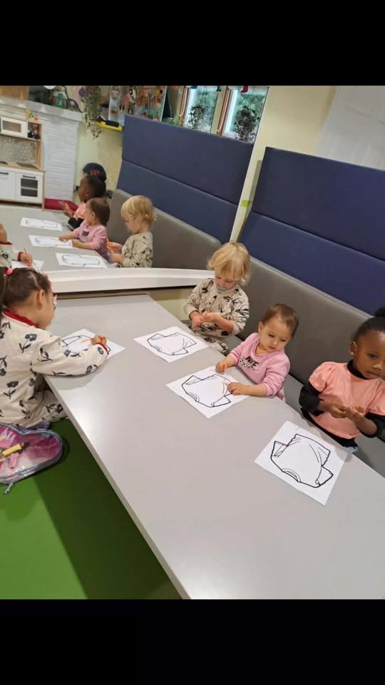 Children drawing and coloring