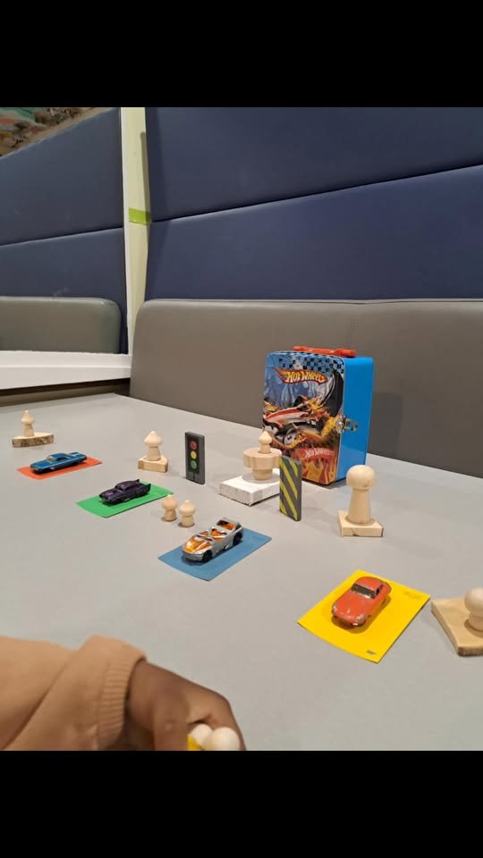 Toy cars on a play table