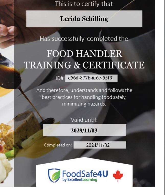 Food Handler Training & Certificate
